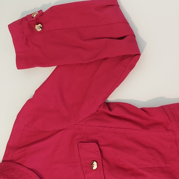 Talbots Pink Cotton Canvas Button Jacket with gold buttons size 10 - Picture 5 of 12